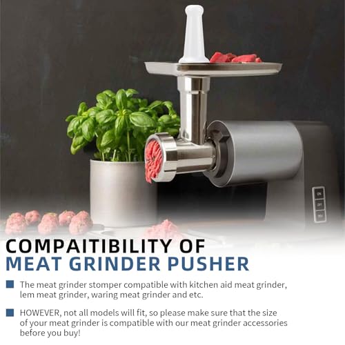 Universal Meat Grinder Pusher/Stomper for Kitchenaid Meat Food Grinder Parts, Meat Grinder Attachments Replacement for Lem Meat Grinder Pusher Tool, 9.6 Inch HDPE Food Grade Material, 1 Pcs