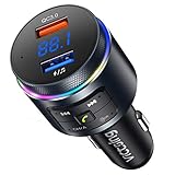 【9 Farbige LED Hintergrundbeleuchtung】Dieser Bluetooth Auto Transmitter verfügt über 9 farbigen Umgebungslichter, die mit der RGB-Taste auf 1 statisches RGB / 1 dynamisches RGB / 7 monochromes Licht umgeschaltet wird. 9 buntes LED-Atemlicht lässt das interne Layout Ihres Autos kühler und attraktiver aussehen. Es erleichtert auch das Bedienen und sichere Fahren bei Nachtfahrten. Macht mehr Spaß beim Fahren.