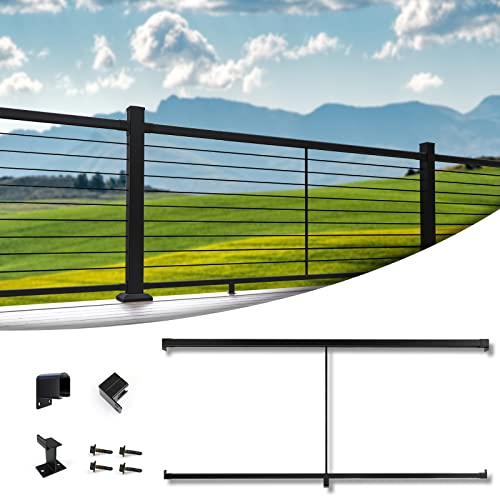 Muzata 6'6" Aluminum Handrail Kit Black Cable Railing System Work