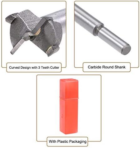 sourcing map Forstner Drill Bits 17mm, Tungsten Carbide Wood Hole Saw Auger Opener Woodworking Hinge Hole Drilling Boring Bit Cutter Gray