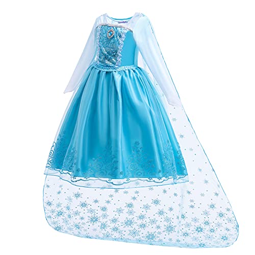 Dzyoleize Vestido de princesa Elsa de aniversário vestido de para meninas Traje de roupa de rainha i