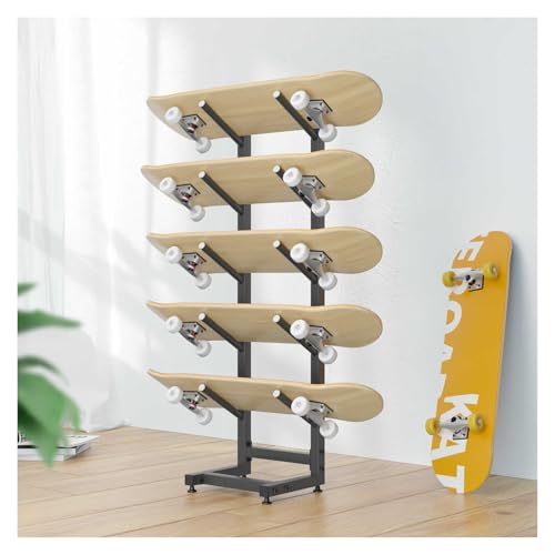 BXKCFYBSQ 5/7-Layer Skateboard Rack Floor Stand,Heavy Duty Sports Equipment Shelf,Surfboard Display Rack with Adjustable Feet,100kg Load Capacity(110x30x30cm)