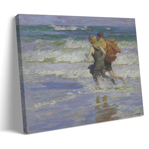 Edward Henry Potthast - At The Beach Poster�C���e���A�f�U�C���̃|�X�^�[�A�Ƃ̑����̔��w�A�����̐V�����Ƃ̑��蕨24x36inch(60x90cm) Frame-style