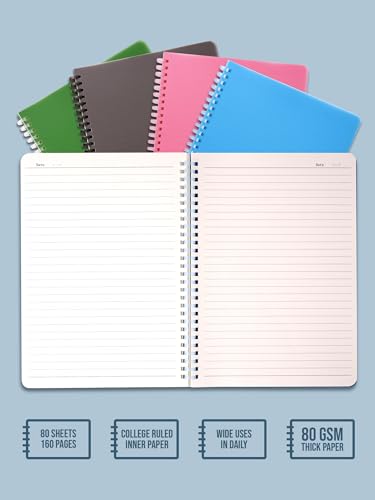 Image of DOODLE B5 Soft Ring Spiral Notebook | 160 Pages, 80 GSM Paper | College & Office Notebook for Writing, Journaling, Planning & Notes