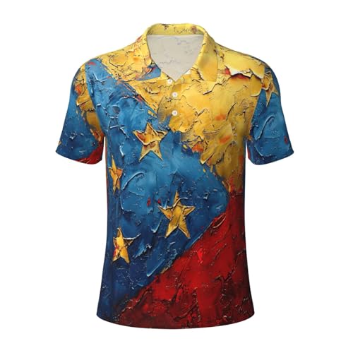 QYUHBNS Camisa casual con estampado de la bandera de Venezuela para hombre, transpirable, ligera, atlética, Negro, S