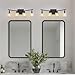 21 Inch Black Bathroom Light Fixtures, Small 4-Light Modern Vanity Light Over Mirrors, Wall Mount Sconces with Cube Glass Shades, G9 Sockets, Matte Black, LED Bulbs and Tools Included(Black, Pack 1)