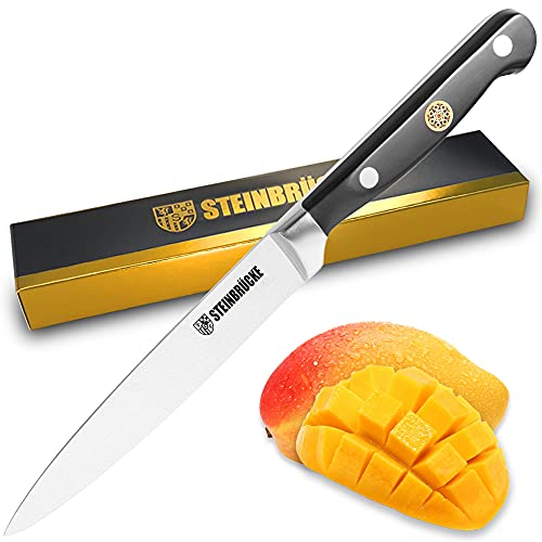 Steinbrücke Kitchen Utility Knife 5 Inch, Sharp Paring Knife Kitchen Petty Knife Fruit Knife With Pro Chef's Knife Full Tang And Ergonomic Handle Kitchen Cutlery Cutting Peeling #TOP18