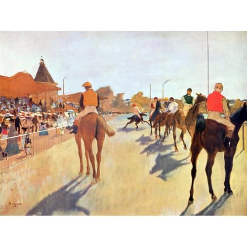 Toile Degas Jockeys devant la tribune pour grand mur vide 101,6x127,7cm