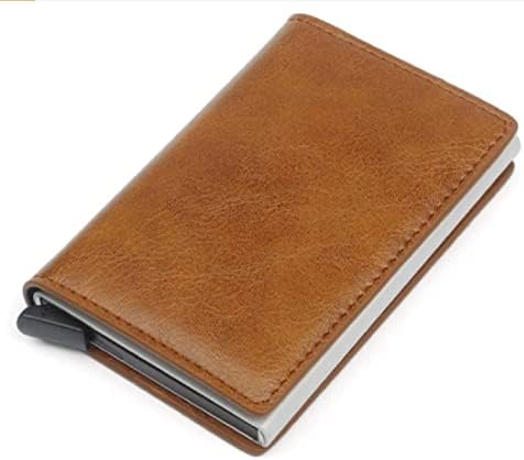 VOGARD Men's Genuine Leather Wallet | RFID Blocking Aluminum Automatic Pop Up Credit Card Holder Case | Holds up to 9 Cards (24 Tan)