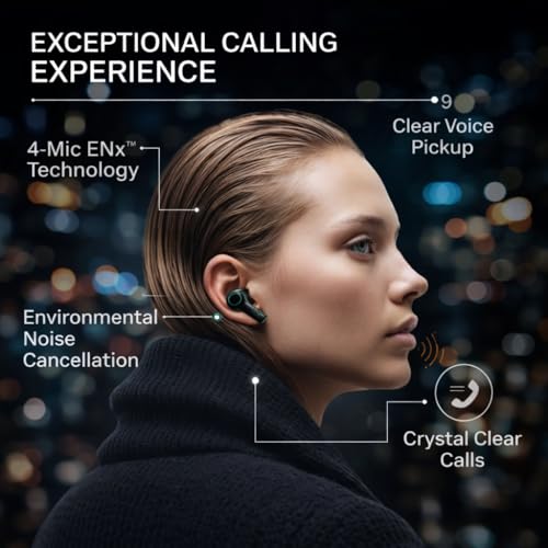Image of CRYSTA Gaming TWS Earbuds - Ultra Low Latency 40ms, Bluetooth v5.49+ENC for Clear Calling, 50Hrs Playtime, Bass Boosted, Premium Wireless Headphone, Touch Control, IPX4 & Voice Assistance. BLACK