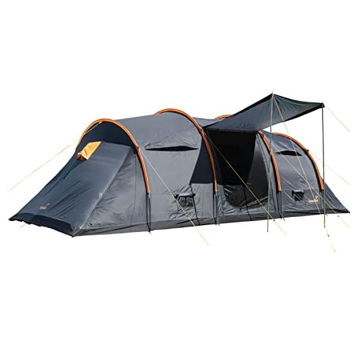 Skandika Trivelig Protec - 8/6 Personas - Tienda de campaña Familiar - 2 cabinas oscuras para Dormir - Suelo de la Tienda Cosido - Impermeable - 3000 mm de Columna de Agua - mosquiteras (8 Personas)