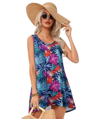 Image of elescat Womens Swimsuit Cover Up Summer Sleeveless T Shirt Beach Dress Tank Bikini Coverups 2026