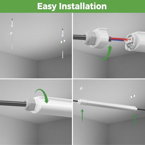 zemty Feuchtraumleuchte LED Röhre 60CM, 3000K/4000K/6500K 18W 1980LM LED Deckenleuchte, IP65 Wasserfest Lichtleiste für Kellerlampe, Werkstattlampe, Küchenlampe, Badlampe