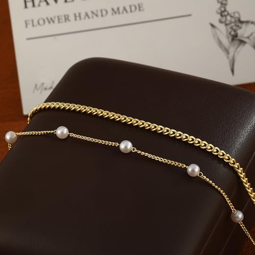 Image of 2 /3 PCS Gold Anklets for Women Waterproof Cuban Link Anklet Beaded Bracelets Stackable Bracelets 14K Gold Plated Custom Jewelry Gifts Non Tarnish Lightweight