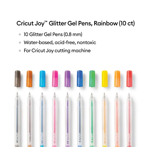 Image of Cricut Joy Glitter Gel Pens 0.8 mm, Rainbow (10 ct)