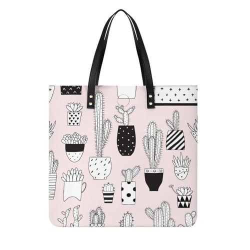 Cactus Rose Noir sac à main shopper pour femme grand format, sac bandoulière fourre-tout