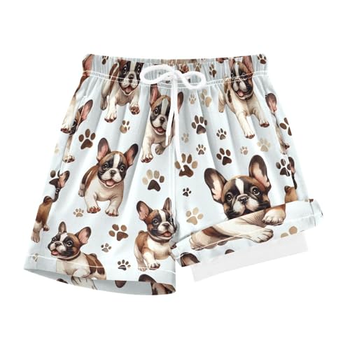 YANENDIE Boy Swim Trunks with Compression Liner French Bulldog Boys Swim Shorts Quick Dry Beach Shorts