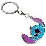 LUV HER Disney Lilo & Stitch Themed Keychain - Real Metal, Durable, Stitch Character Charm Keychain, Ages 3+