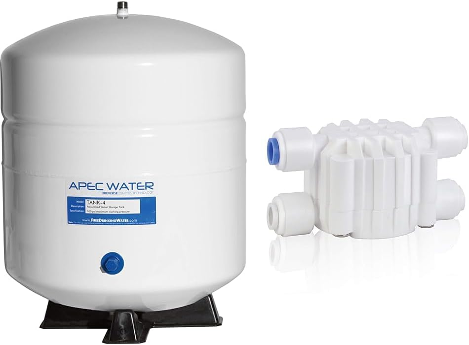 APEC Water Systems Tank-4 4 Gallon Residential Pre-Pressurized Reverse Osmosis Water Storage Tank & Auto Shut Off Valve Replacement Part (ASO)