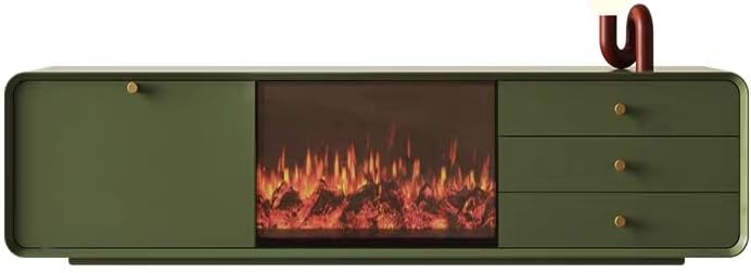 Fireplace Solid Wood Fireplace TV Table Luxury Cabinet Simulate Flames Modern Living Room Furniture Fireplace TV CabinetGreen, wanghairong158