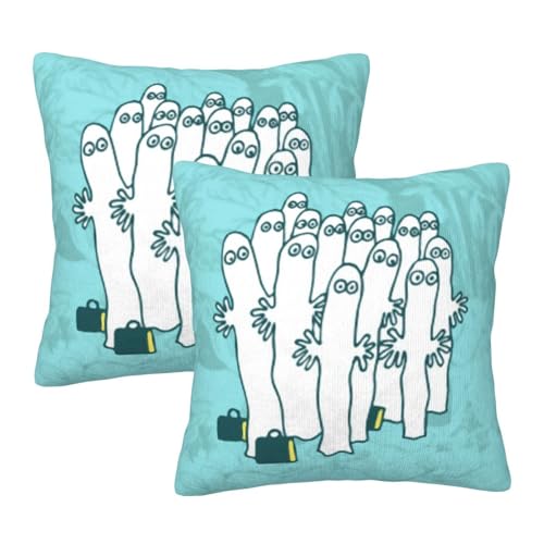 枕カバー ニョロニョロ クッションカバー 2枚セット 座布団カバー まくらカバー おしゃれ 可愛い ソファ背当て 抱き枕 インテリア飾り オフィス 部屋飾り 四季通用 40X40cm