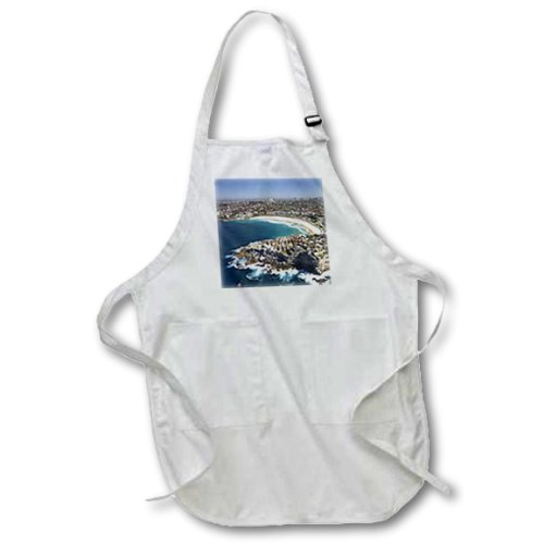 3dRose Australia, New South Wales, Sydney, Bondi Beach-Aerial-Au01 Dwa3509-David Wall-Medium Length Apron, 22 by 24", with Pouch Pockets (apr_75410_2)