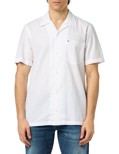 Tommy Hilfiger Herren Hemd Seersucker Solid Shirt Kurzarm, Weiß (Optic White), XS – Ansicht 1