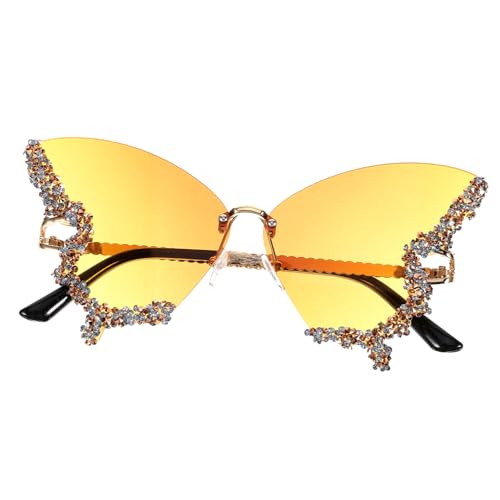 PartyKindom 1 Pair Retro Diamond Sunglasses Disco Sunglasses for Women Rimless Glasses Trend Items Glasses