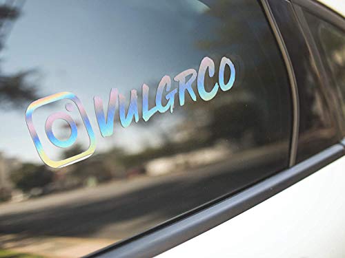 VulgrCo Holographic Custom Social Media Decal Stickers Customized Name Username Instagram Facebook YouTube Snapchat Twitter X Logo Brand Vinyl Listing B