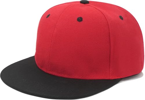 YeeHeen Snapback Hat Flat Bill Visor Hats Adjustable Hip Hop Baseball Cap for Women Men Red Black