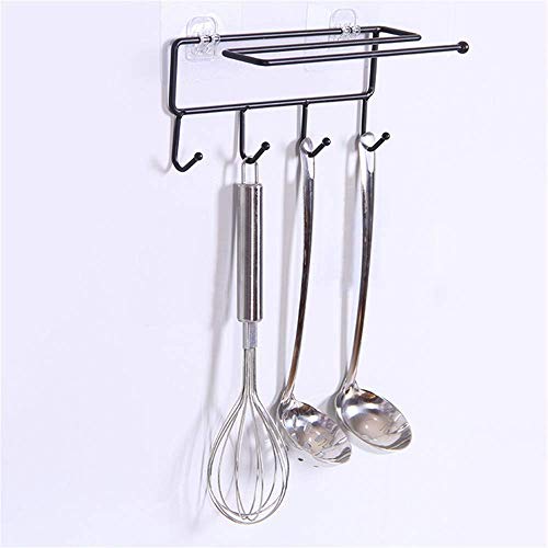 Corldif Creative Storage Shelf 2 Pack Kitchen Bathroom Hook Towel Rag Stand Nailless Design Easy to Install Black - Thumbnail 3
