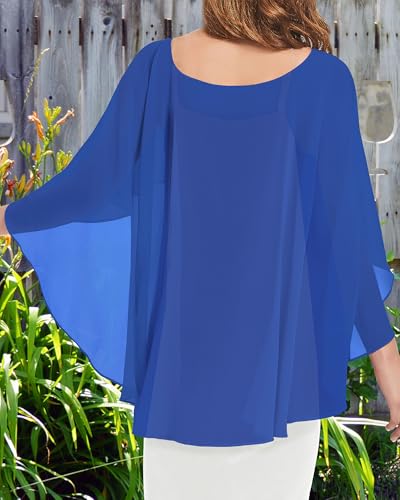 Image of Women Shawl and Wraps for Evening Dress Chiffon Cape Sheer Poncho Cover Up