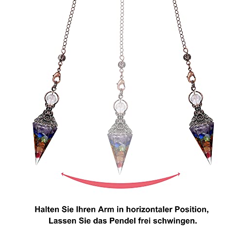 Orgonit-Pyramide mit 7 Chakra Heilsteinen und Pendel Set