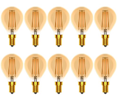 Zcexhph Ampoule LED E14,4W Ampoule Vintage,Dimmable G45 Filament LED Rétro,2700K Blanc Chaud,400LM Économie d'énergie Vintage Edison Lampe,Verre Ambré pour Décoration,10 Pièces