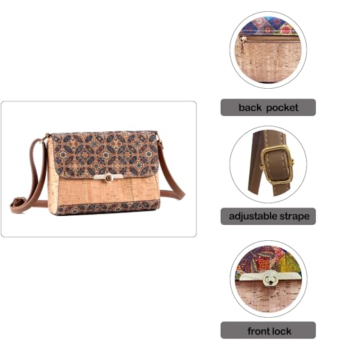 Natural cork zipper Secret key Double latch adjustable shoulder bag purse tote crossbody3