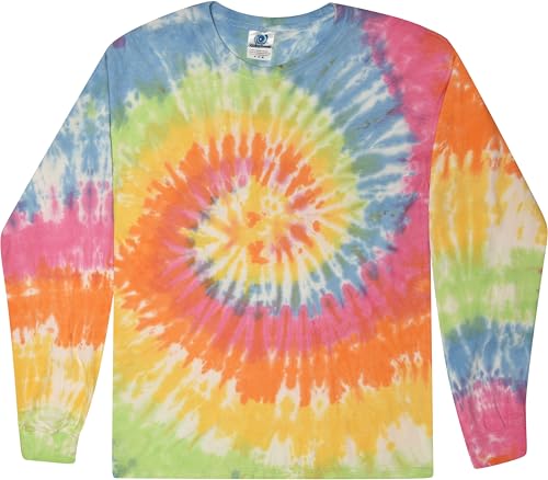 Image of Colortone Tie Dye T-Shirts for Boys and Girls - Unisex Long Sleeve Tie-Dye T Shirts for Kids