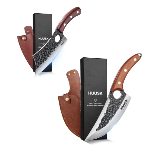 Huusk Chef Knife Set Hand Forged Japanese Kitchen Knife with Sheath