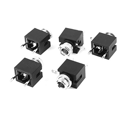 uxcell 5 Pcs MP3 Headphone 3 Terminals 3.5mm Mono Jack Socket PCB Panel Connector