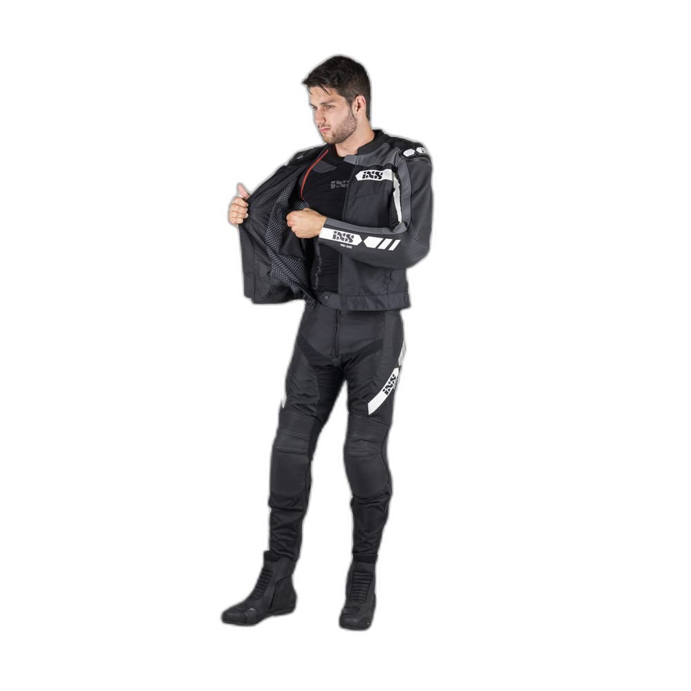 IXS RS-500 1.0 Skórzane/tekstylne spodnie motocyklowe, czarny/biały, 50