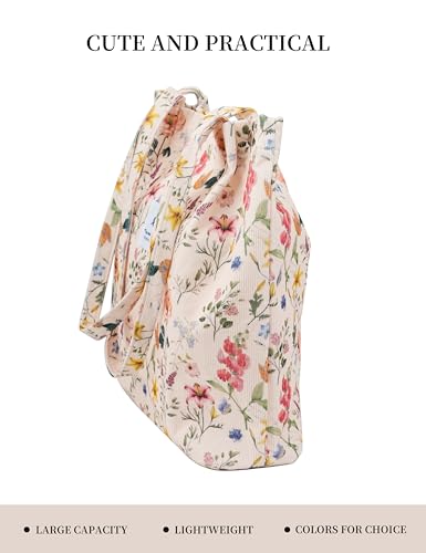 Image of TOPASION Cute Corduroy Tote Bag Canvas Shoulder Handbags for Women Travel Shopping