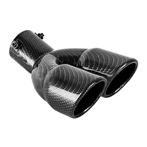 tpnidaii 車外用品 下向き式 マフラーカッター 排気管 2本出し エキゾーストチップ マフラー パイプ テールパイプ径38-53mm適応 口径2.5インチ 斜めカット 外装 パーツ ドレスアップ カスタム ステンレス製 (カーポン色)