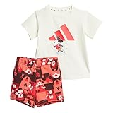 Adidas Unisex-Baby Adidas x Disney Mickey Mouse Sportswear T-Shirt Set, Off White/Pure Ruby, 6 Months