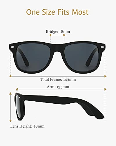 ANRRI Classic Square Sunglasses Mirrored Polarized Lens with Black Frame3