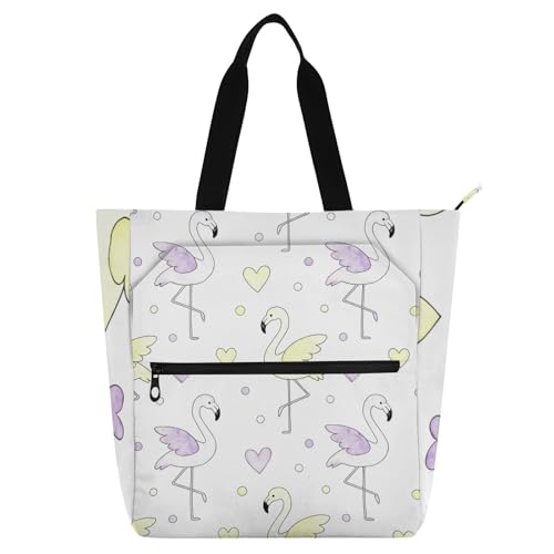 Sac fourre-tout enfants flamant violet et jaune avec fermeture éclair