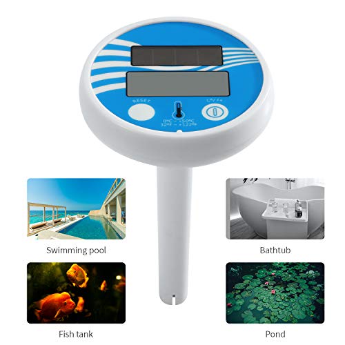Queenser Termômetro de piscina com energia solar termômetro digital para piscina flutuante termômetr