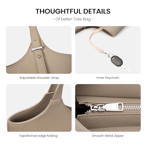 Image of befen Genuine Leather Tote Bags for Women, Real Leather Shoulder Handbags Satchel Purses with Adjustable Strap