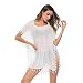 Plusnuolee Women's Chiffon Tassel Beachwear Swimsuit Bikini Bathing Suit Cover up (White),One Size