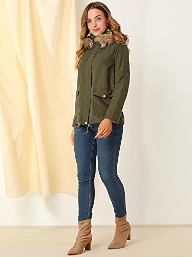 Allegra K Women's Parka Faux Fur Hooded Sherpa-Lined Winter Jackets Small Army Green #TOP1