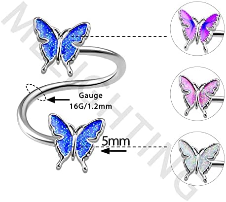 Melighting Twisted Helix Earrings 16G 316L Stainless Steel Lip Ring Labret Piercing Butterfly Helix Piercing Ring Cartilage Earring Body Piercing Jewellery