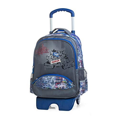 SKPAT: Mochila Escolar con Ruedas Infantil para niño. Carro Trolley. asa de Mano. Tiras